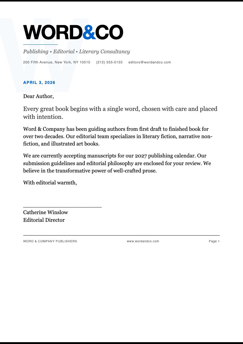 Typographic decorative letterhead